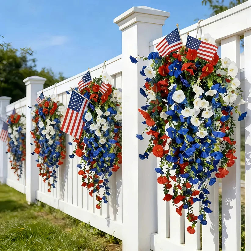 Patriotic Hanging Flower Baskets